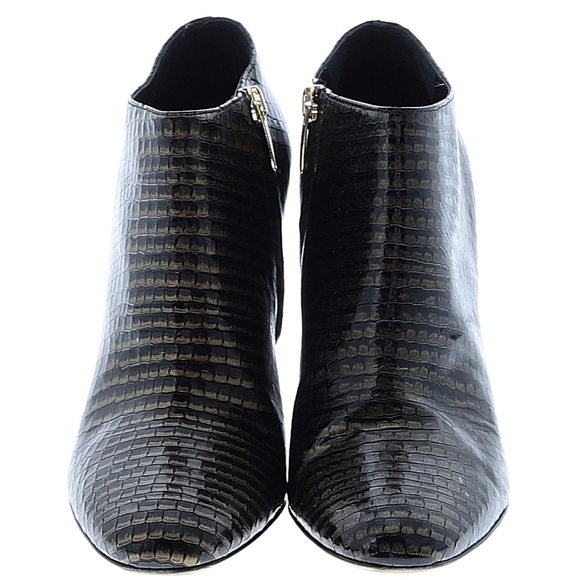 Sergio Rossi Black/Gold Textured Block Heeled Boots (3*) - Picture 2 of 7